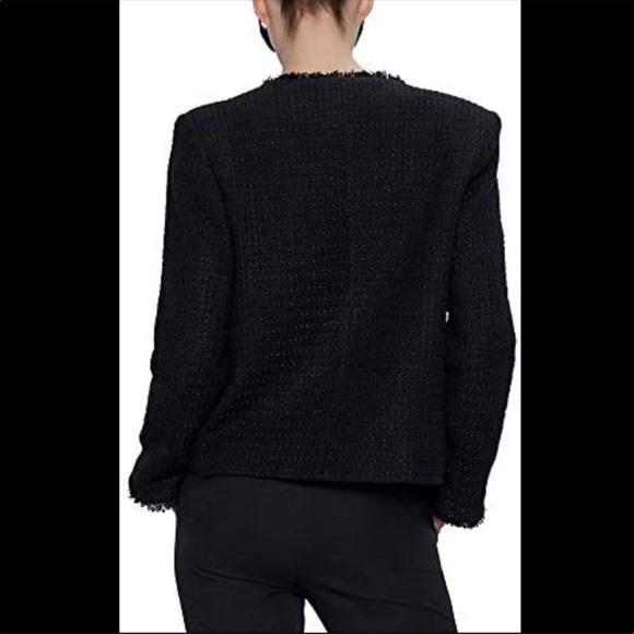Zara Black Tweed Jacket V neck Blazer 2444 159 800 - Picture 4 of 9